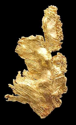 Amostra de ouro metálico brilhante bem cristalizado, Web Mineral.
